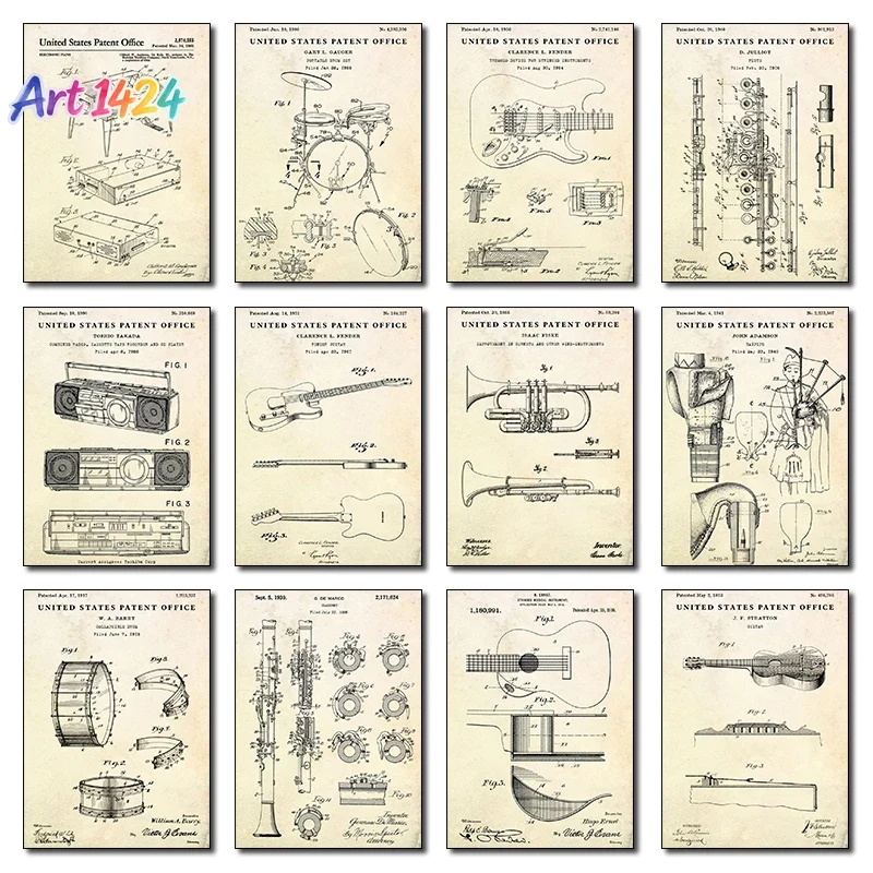 Picture Of Musical Instrument - 특허받은 빈티지 악기, 어쿠스틱 기타, 접이식